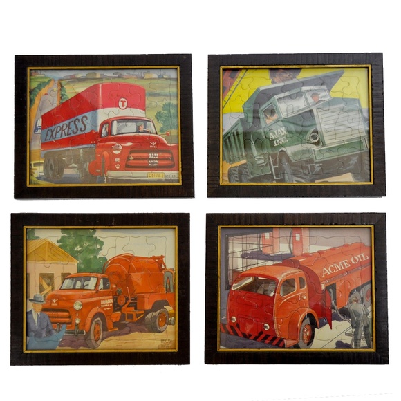 Vintage SIFO Toys 1954 Trucks Framed Puzzle Set - Picture 5 of 16